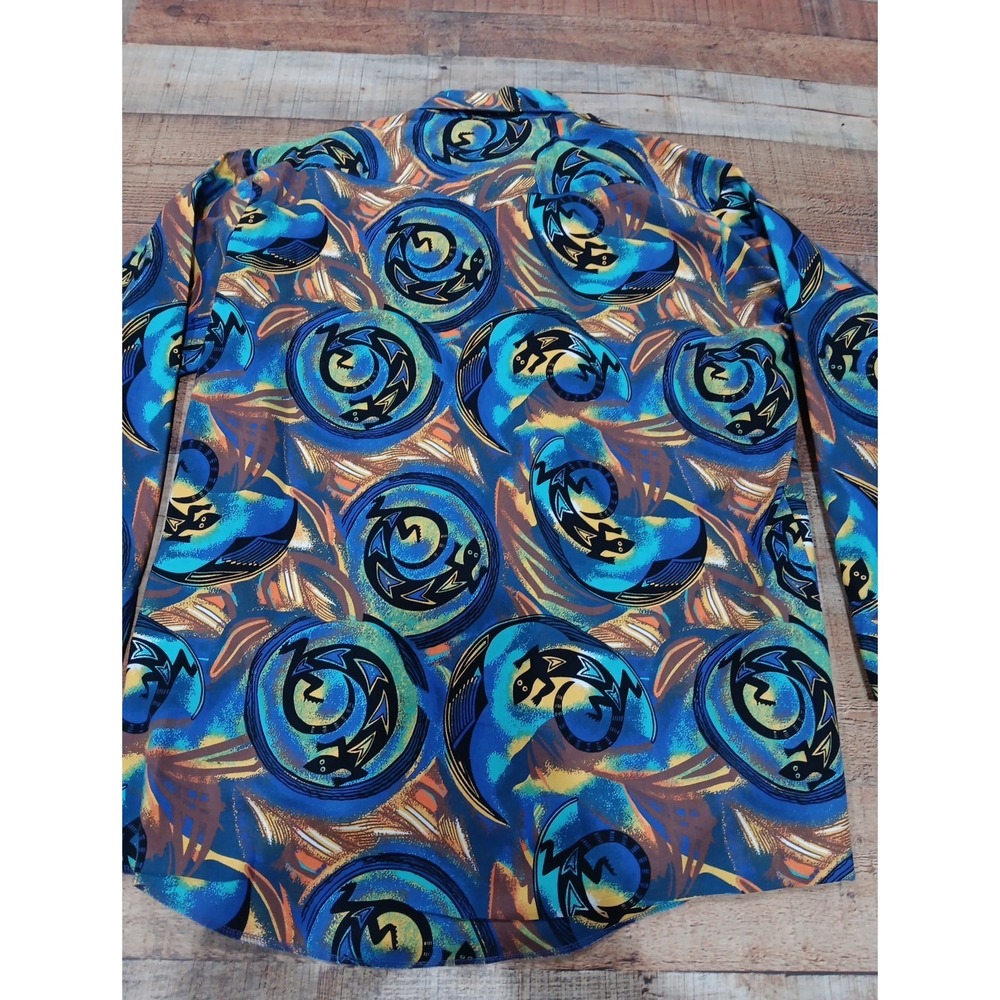 Vintage Ranch And‎ Town Lizard AOP Pearl Snap Button Up 2644